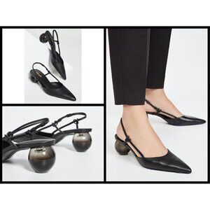 💕CULT GAIA💕 Aliza Slingback Ball Heel Leather Mule ~ Black 39.5 EU NWT